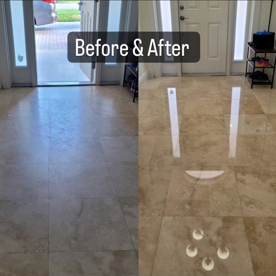 Floor entrance before and after