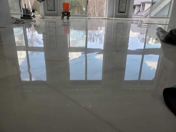 Epoxy joint after filling and levelling